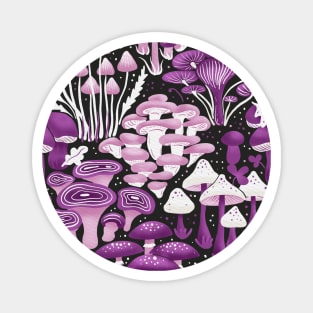 cosmic mushrooms - black and purpe Magnet